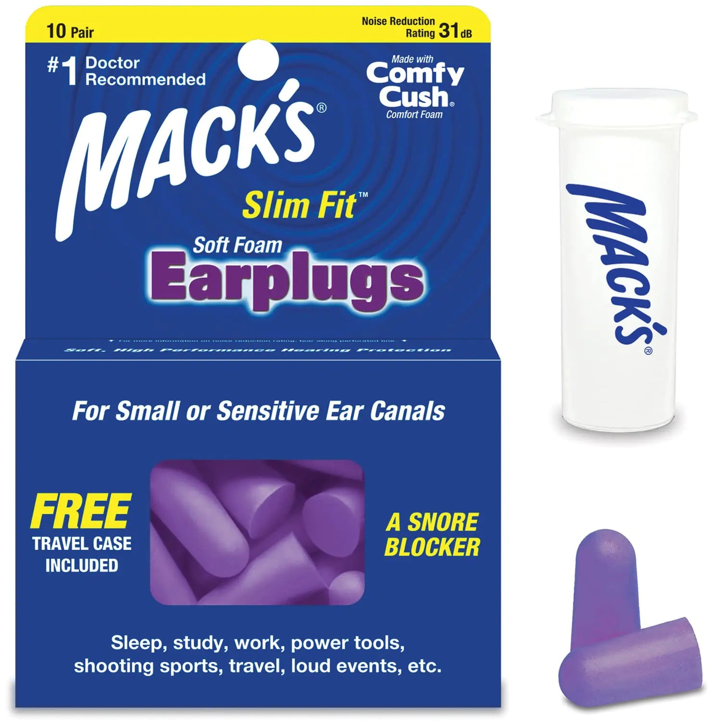 Macks ComfortFit Small Foam Earplugs 10 Pairs - USA Made