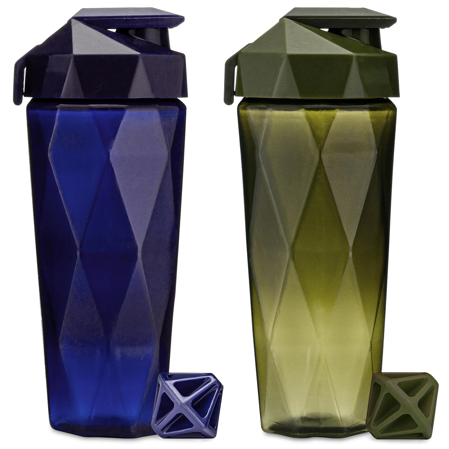 Keelo Bottle Classic 28 oz Blender Shaker Bottle | Protein Shaker Bottle with Diamond Agitator | Shaker Cup with Carrying Handle and Dishwasher Safe | 2 Pack - Navy & Moss